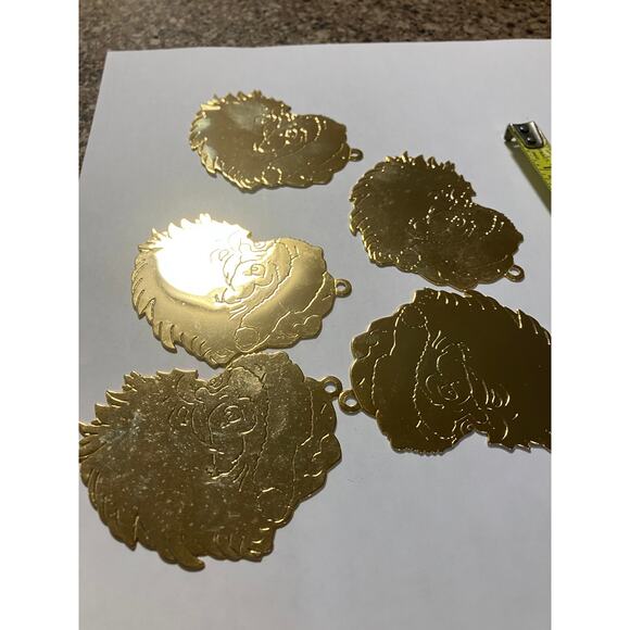 Vintage Brass Etched Ornament Santa Claus Face Gloria Duchin 1992 Made in USA - Picture 10 of 10